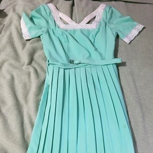 Aquamarine Modcloth Pleated Vintage Dress